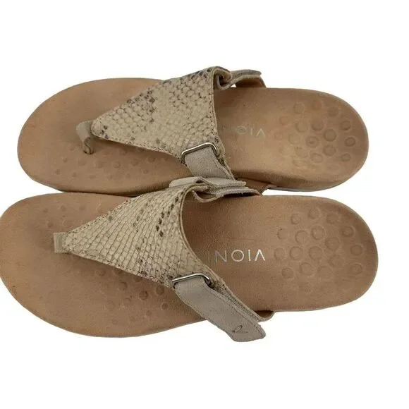 Vionic Sandals Womens Size 6 Wanta T Strap Cream Comfort Slip On Open Toe Shoe - Picture 5 of 9